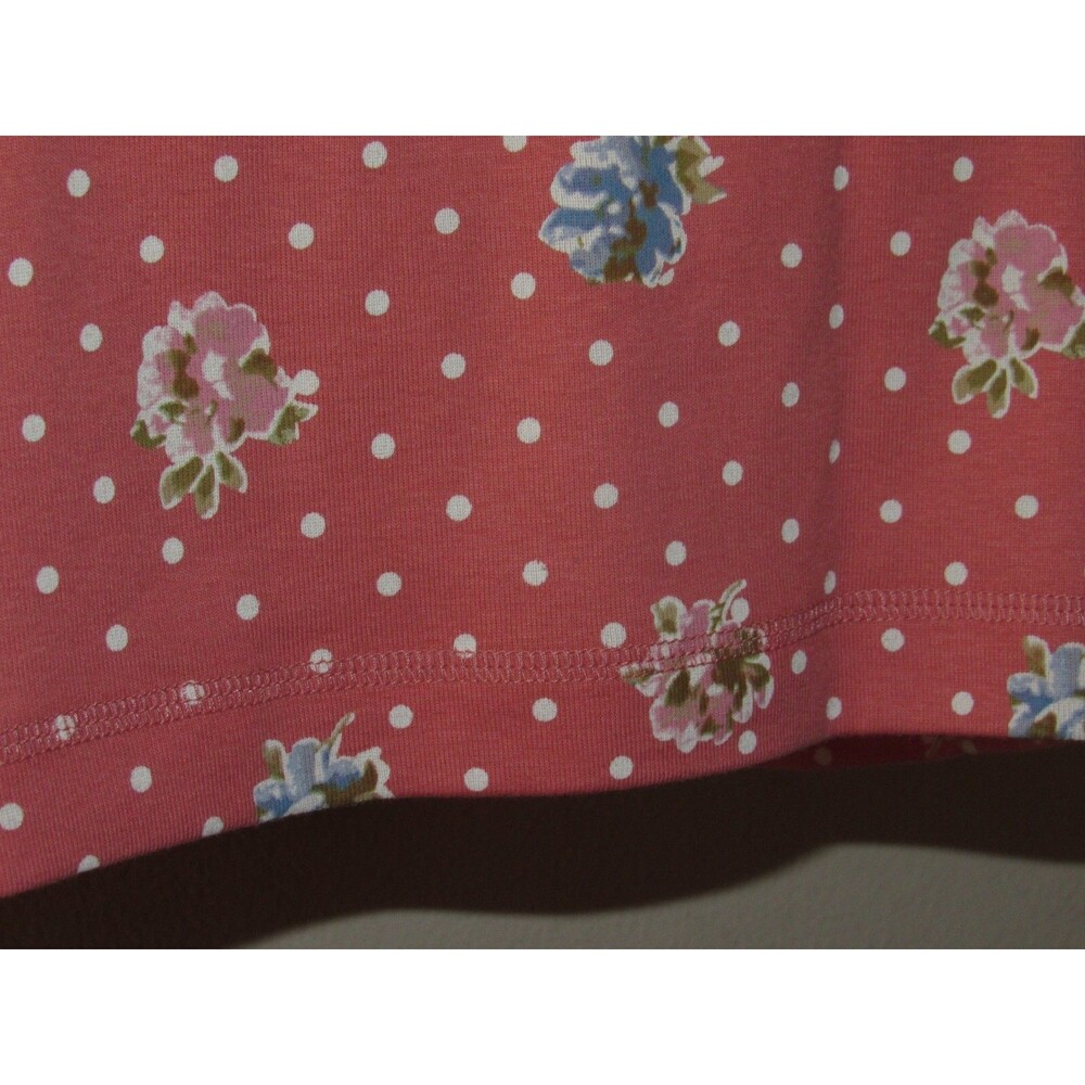 Van Heusen Womens Top M Pink Floral Casual Summer Knit 100% Cotton Dots New - Picture 6 of 7